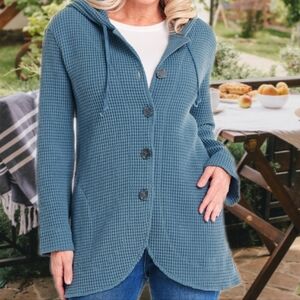 Floriana Women's Waffle Knit Shacket Size Large Travel Cardigan